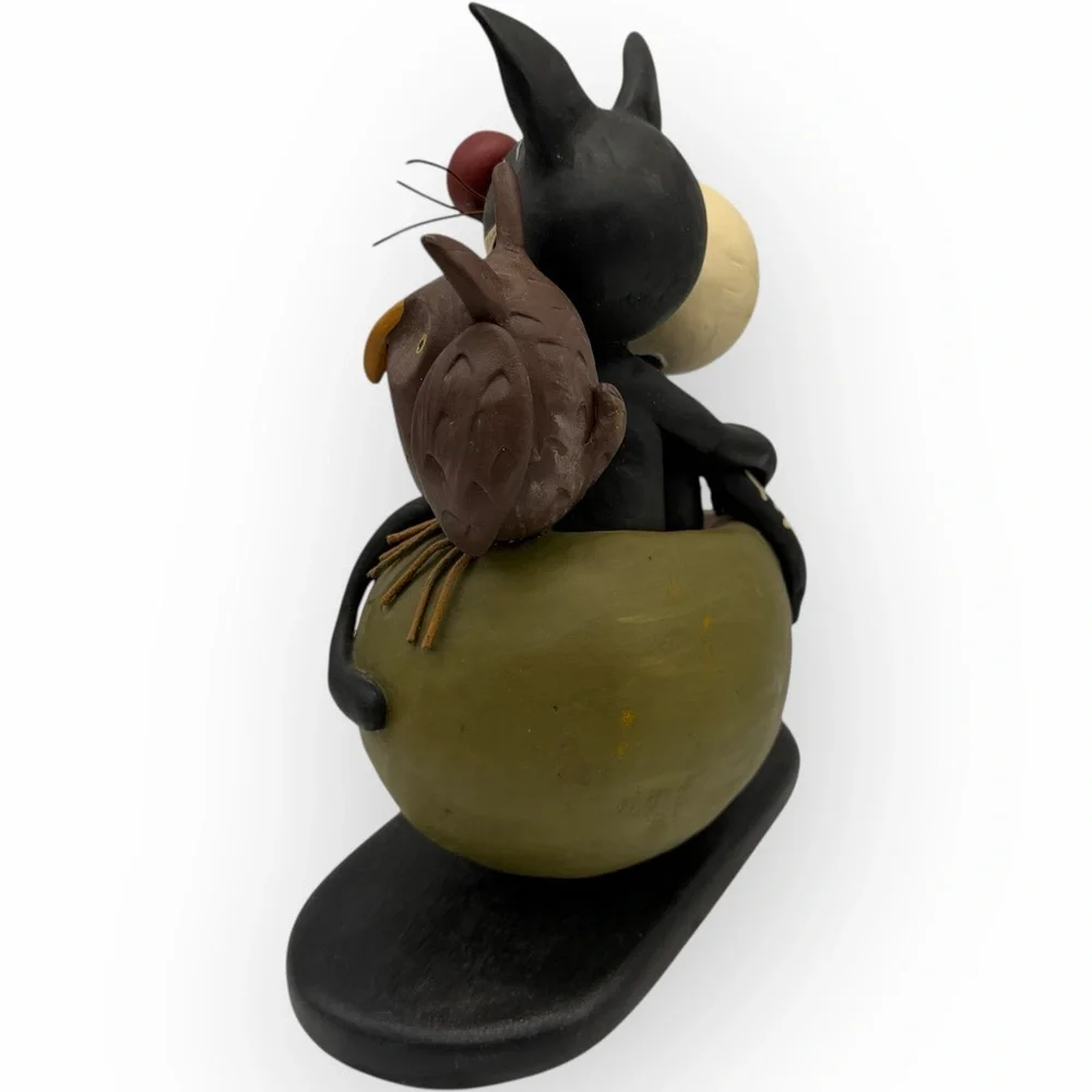 Whimsical Julie Karanik Signed Black Cat  Owl‎ Skeleton Halloween Numbered 9”